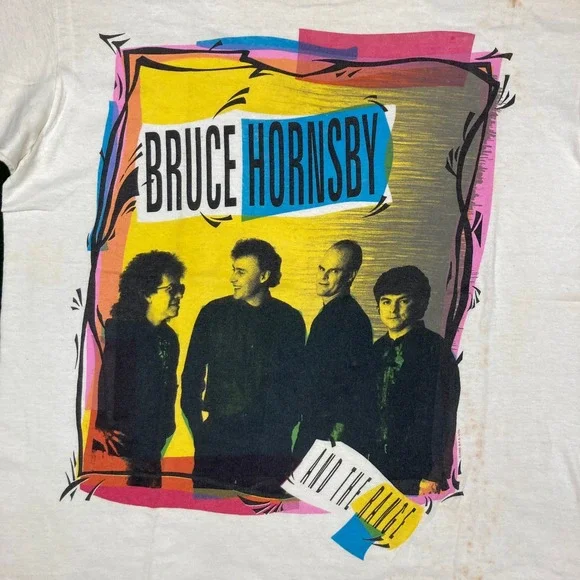 Vintage Bruce Hornsby And The Range Shirt Mens XL White 1990 A Night On The Town - Picture 3 of 16